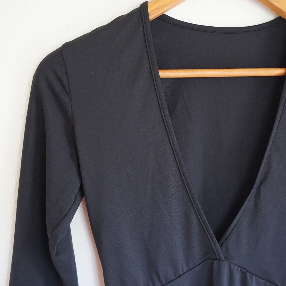 Black V Low Neck Cut Bodysuit